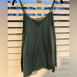 Elegant Green Lace Trim Cami Top